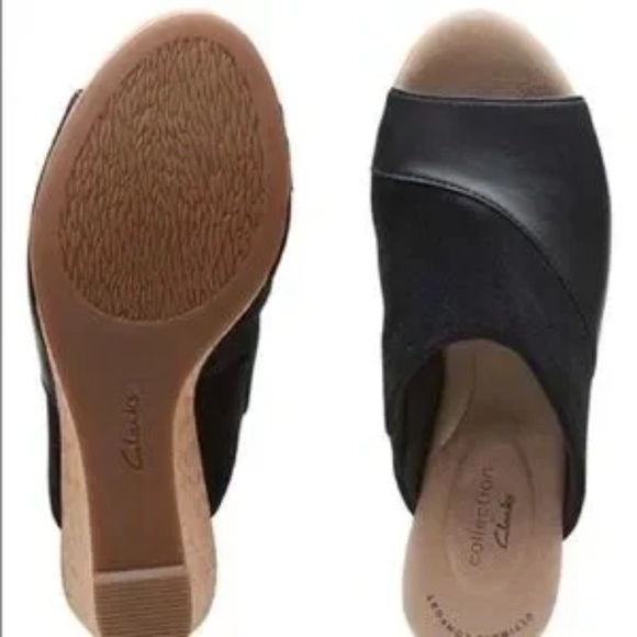 NWT Clarks Two-Tone Lafley Wave Leather Black Wedge Size 9.5 - Picture 8 of 8